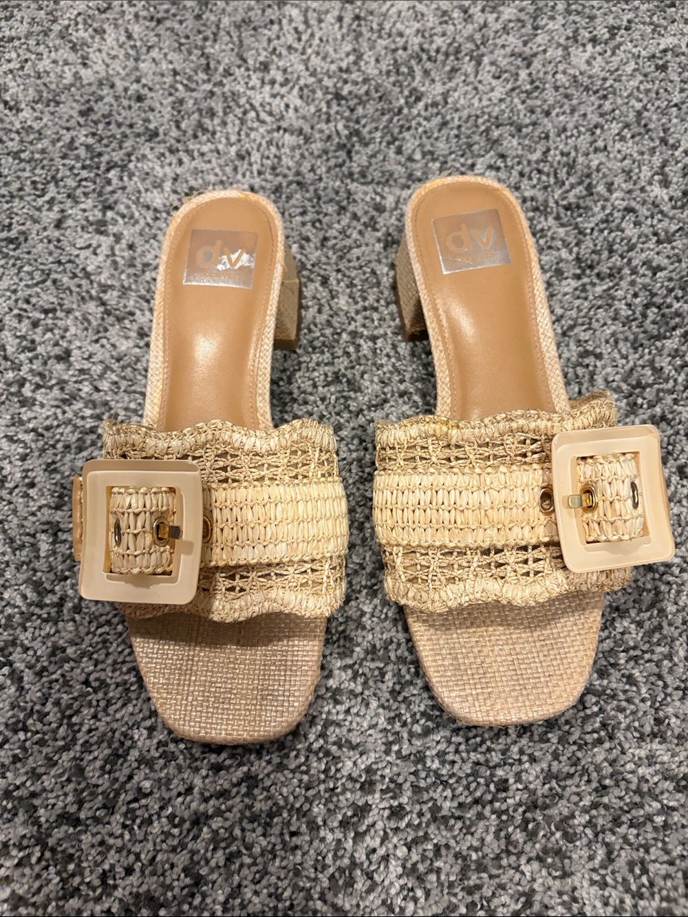 DV by Dolce Vita Beige Woven Buckle Slide Heels NIXIE SIZE 7